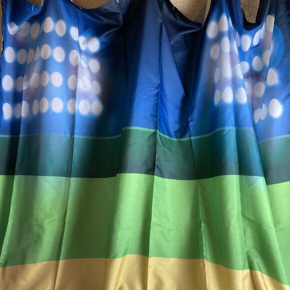 Under The Lights Baseball Field Fabric Shower Curtain 69X69 in Green Blue - Picture 3 of 7